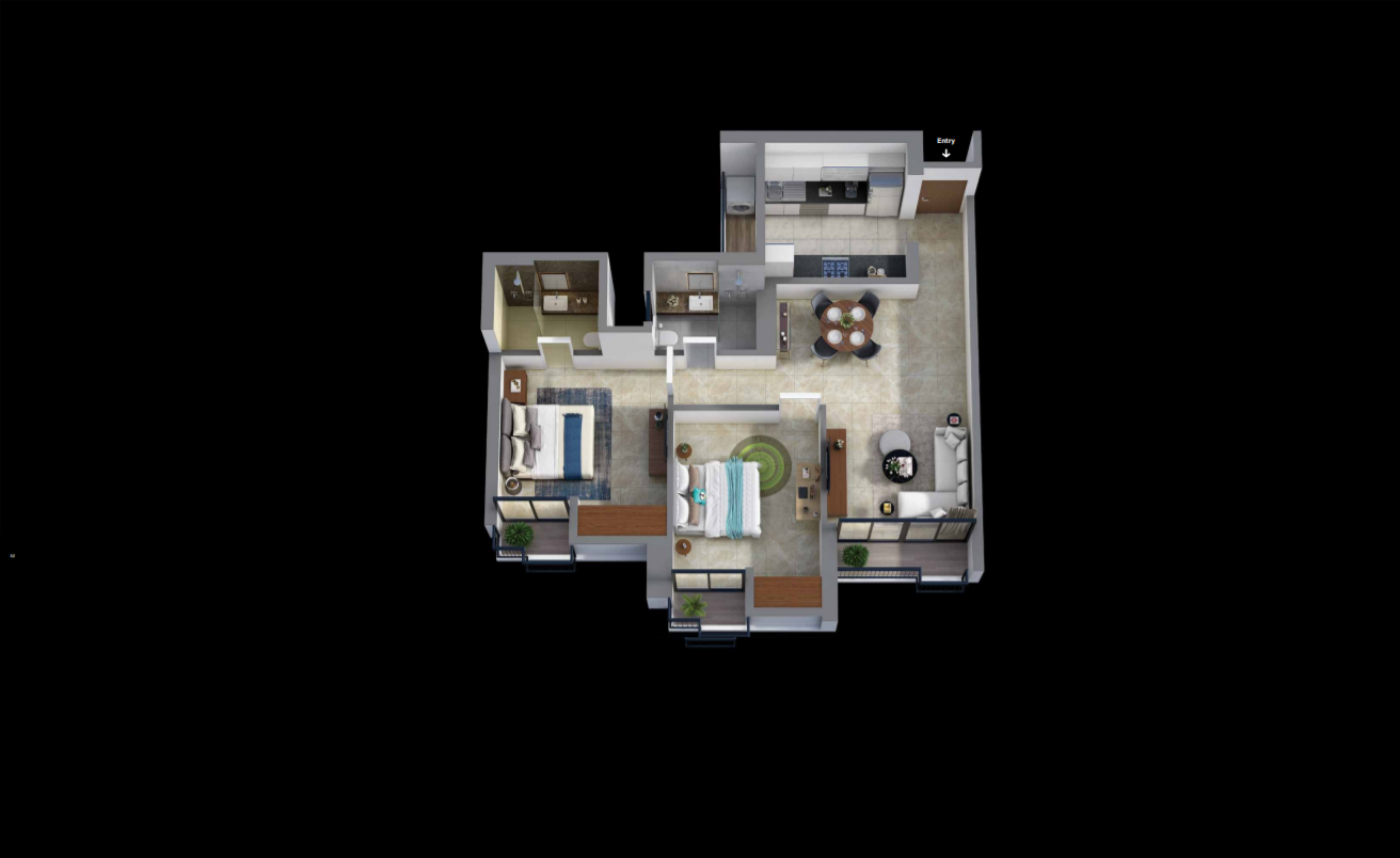 Parkwoods Thane 2BHK Plan